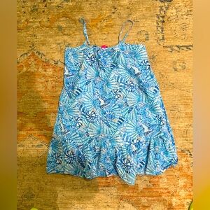 Lilly Pulitzer Blue & White Tropical Shell Print Mini Dress